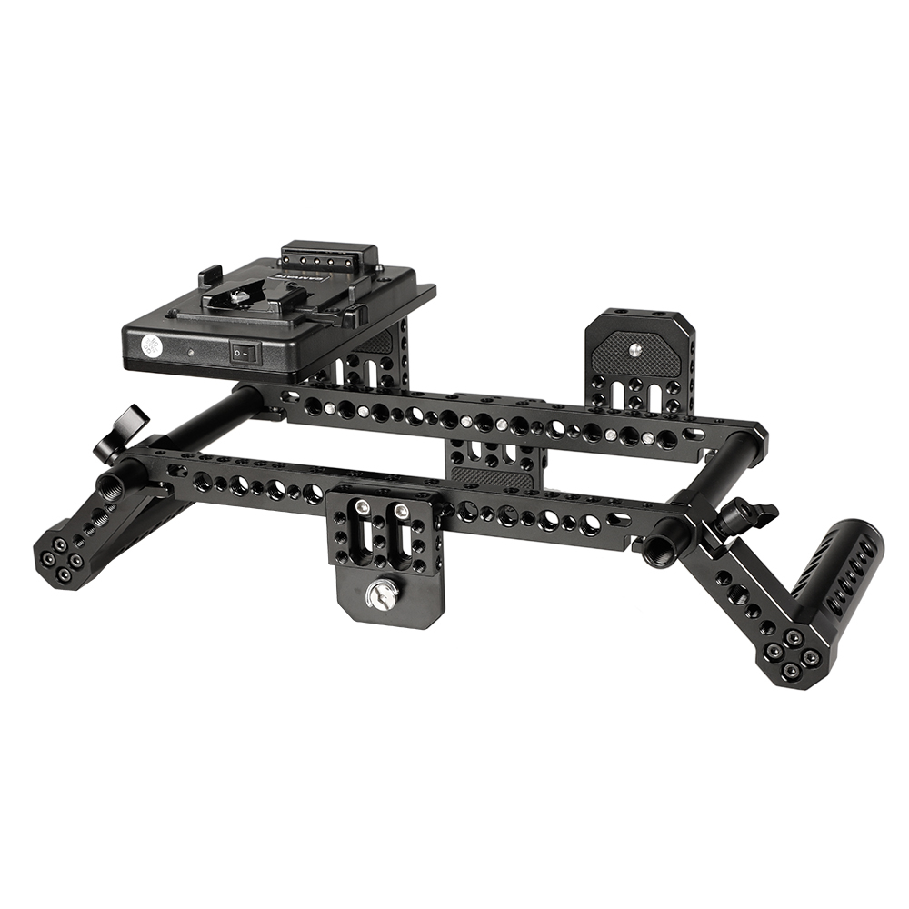 CAMVATE Adjustable Camera 7" Monitor Cage Rig With Dual Cheese Handle & Power Supply Splitter