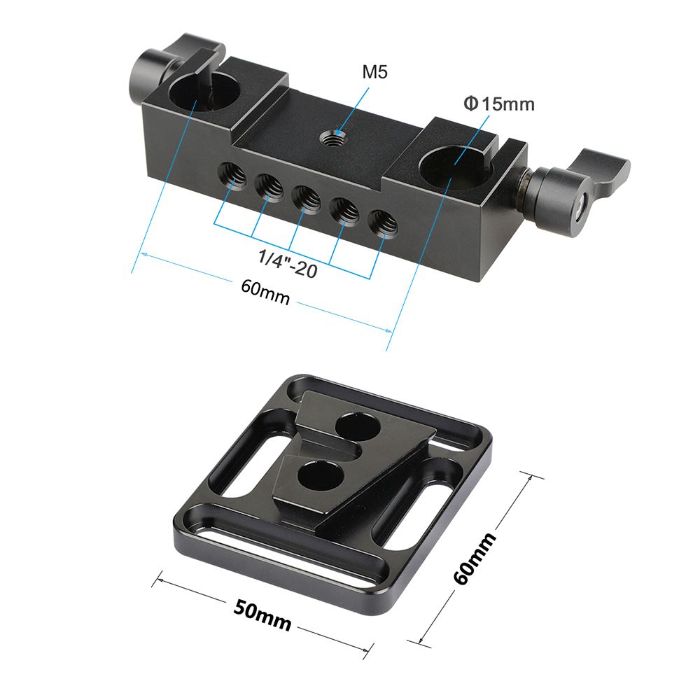 CAMVATE Quick Release V-Lock Mounting Battery Plate With 15mm Dual Rod Clamp Adapters