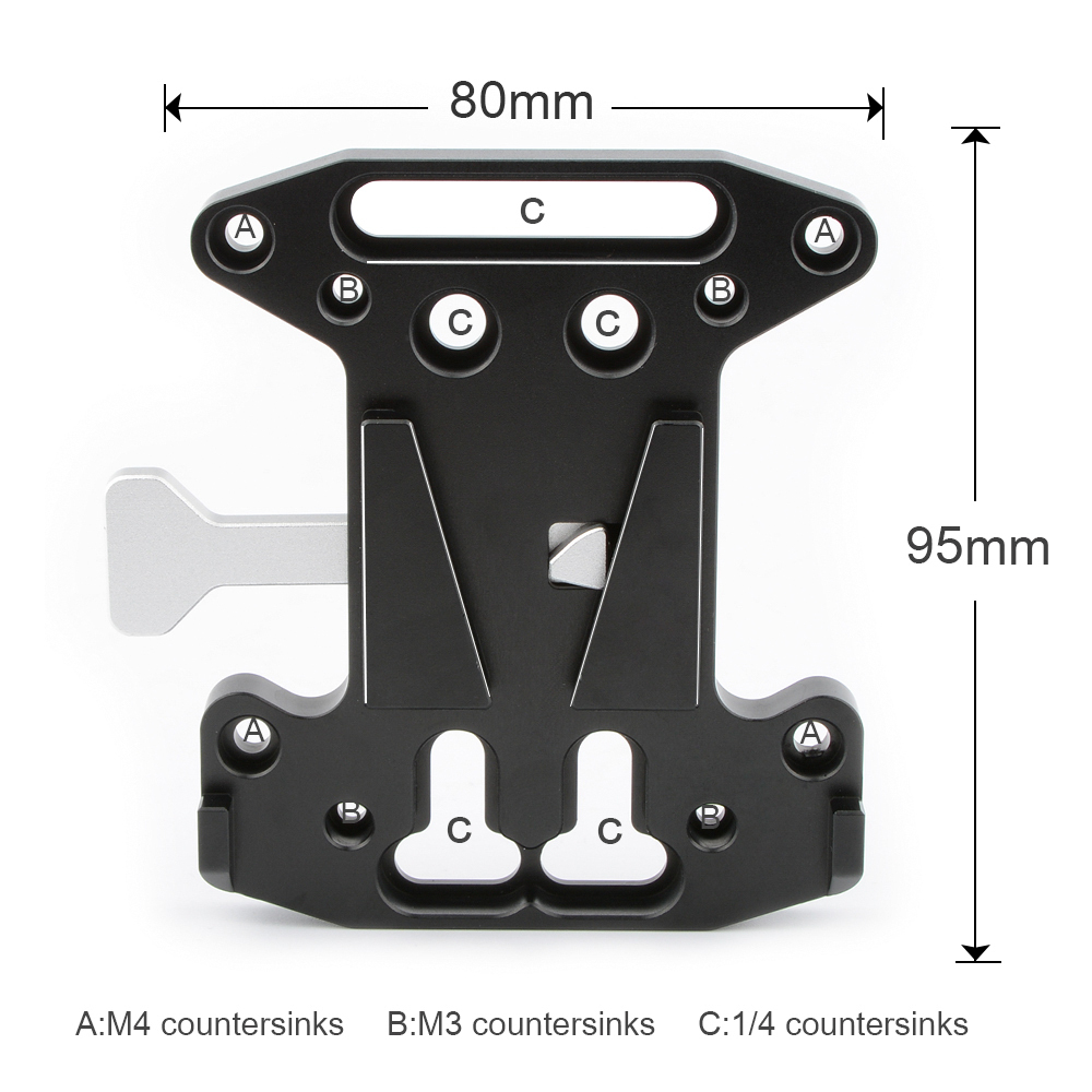 CAMVATE Quick Release V-Lock Mounting Battery Plate With 15mm Dual Rod Clamp Adapters
