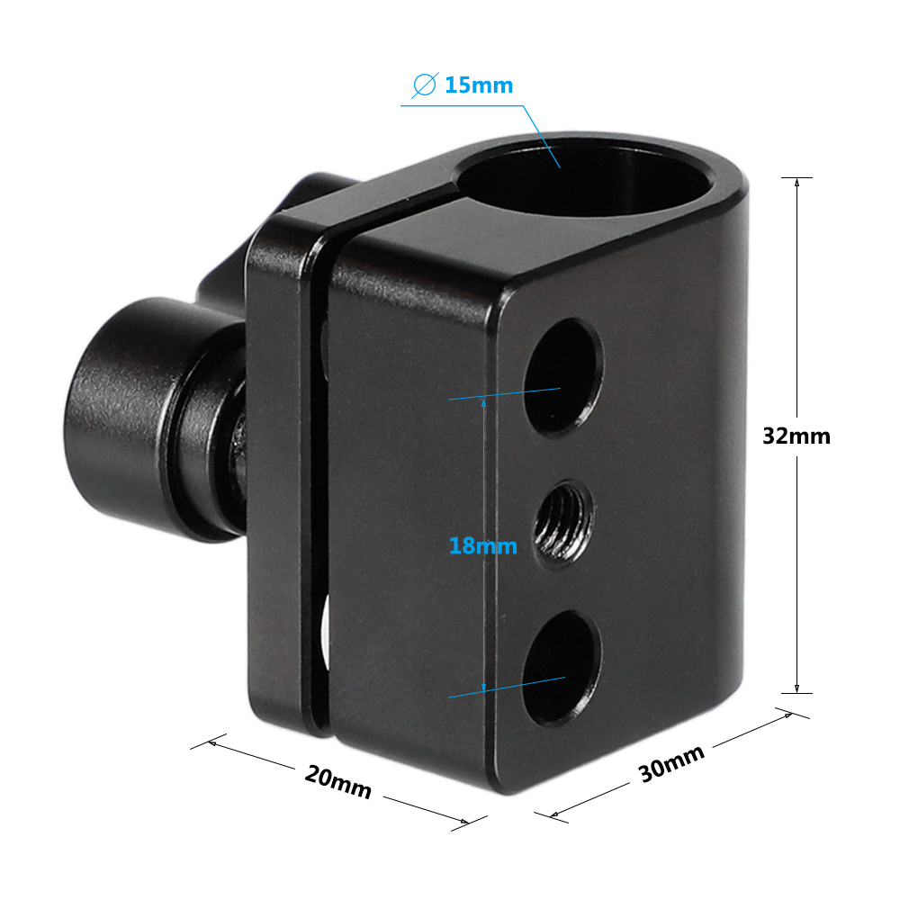CAMVATE Single 15mm Rod Clamp Adapter With 1/4"-20 Mounting Screws