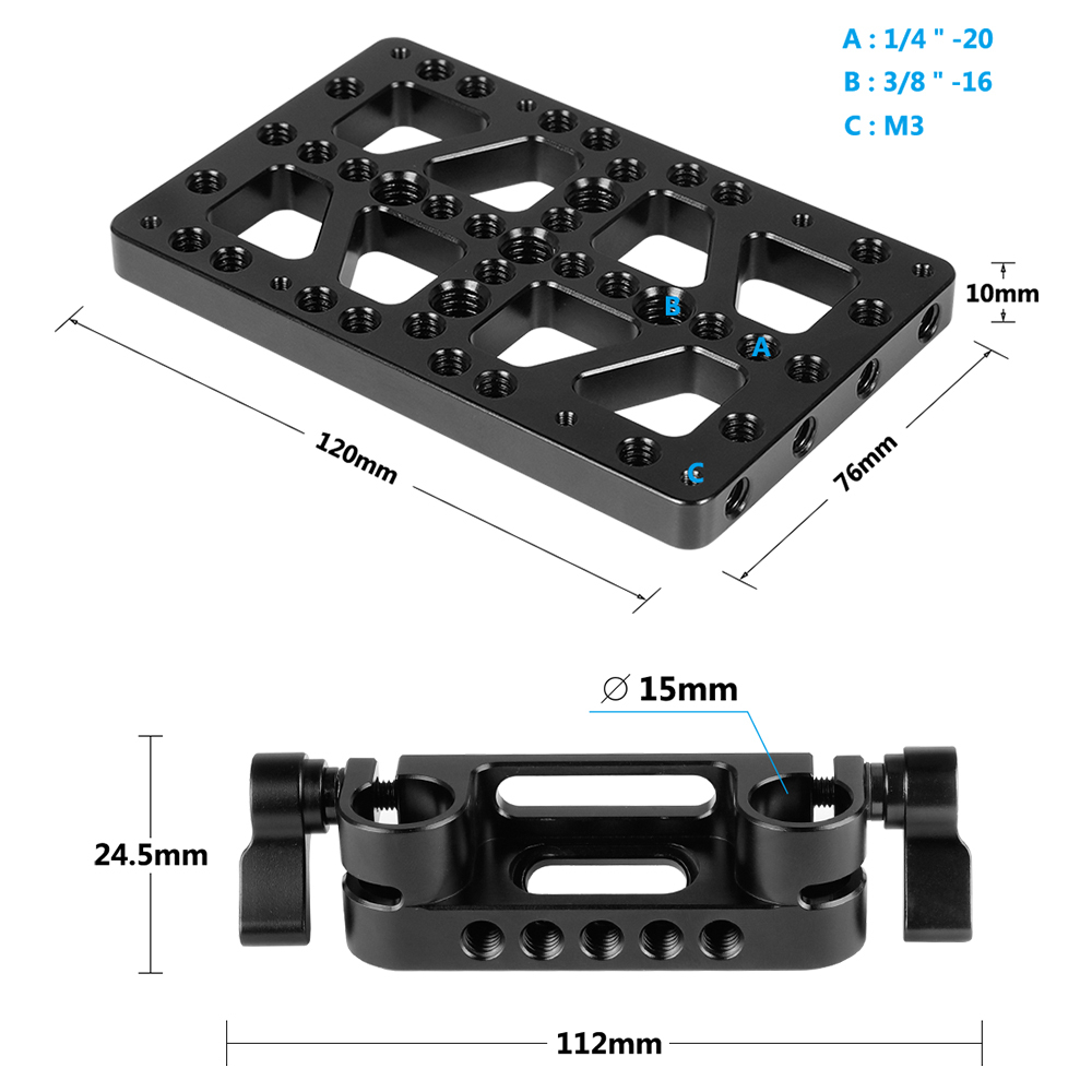 CAMVATE Cheese Plate With 15mm Rod Clamp For Anton Bauer Gold Mount Power Adapter