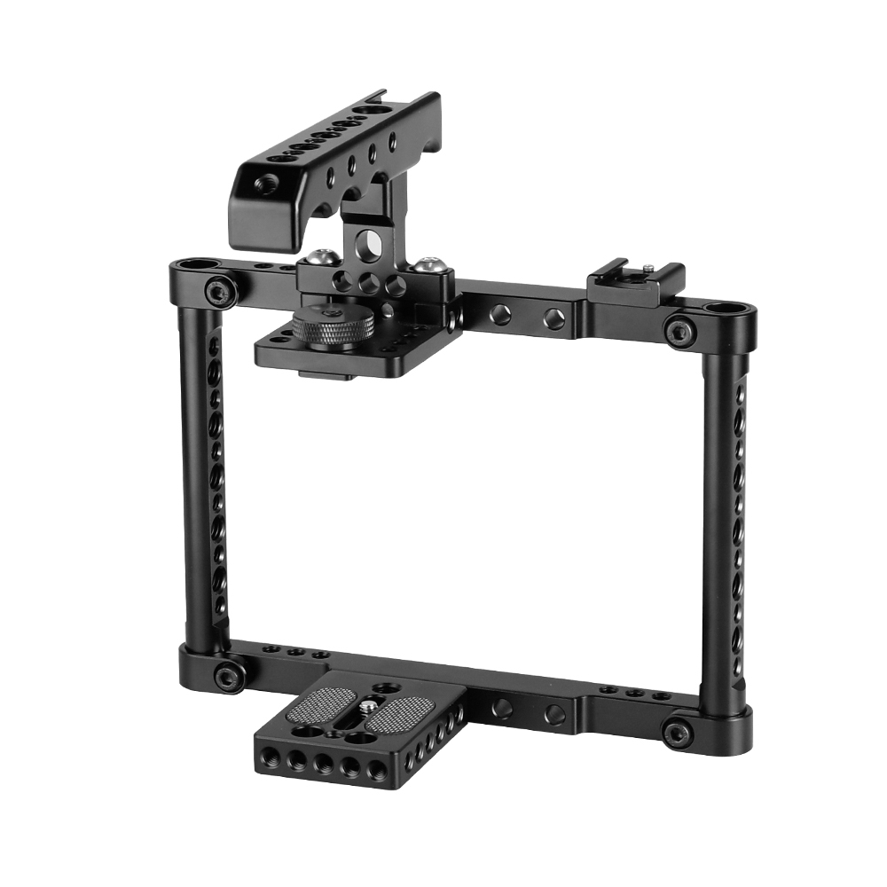 CAMVATE Camera Cage Kit Full Frame With Top Cheese Handle & Double Shoe Mount For Canon 600D 70D 80D