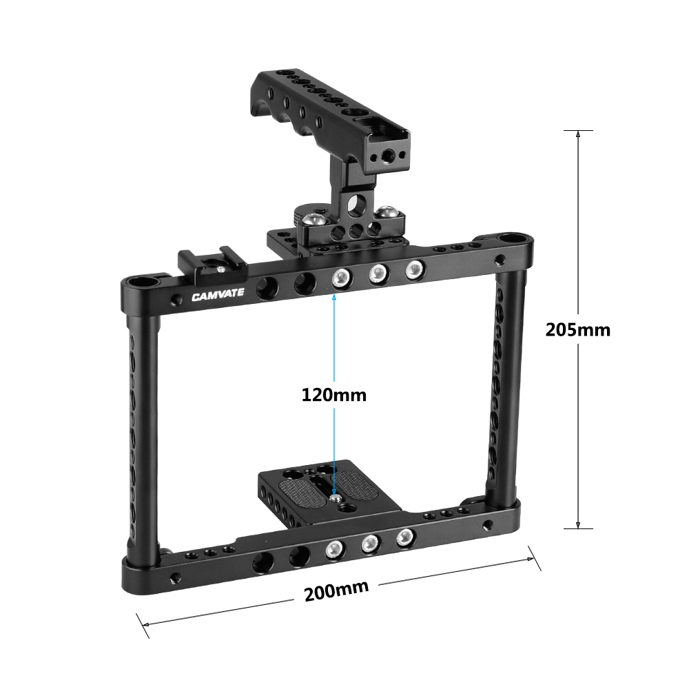 CAMVATE Camera Cage Kit Full Frame With Top Cheese Handle & Double Shoe Mount For Canon 600D 70D 80D