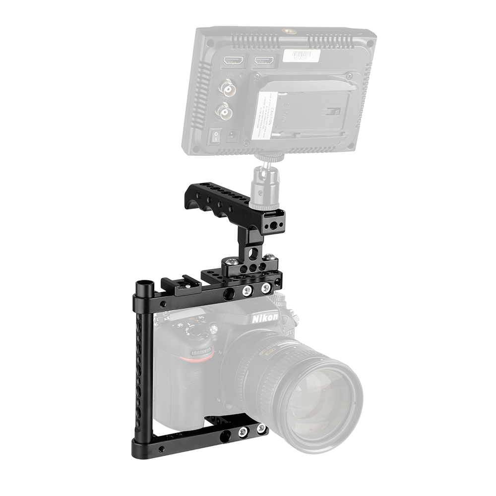 CAMVATE Camera Cage Kit With Top Cheese Handle & Shoe Mount For Canon 600D 70D 80D (Right-hand Mounted)