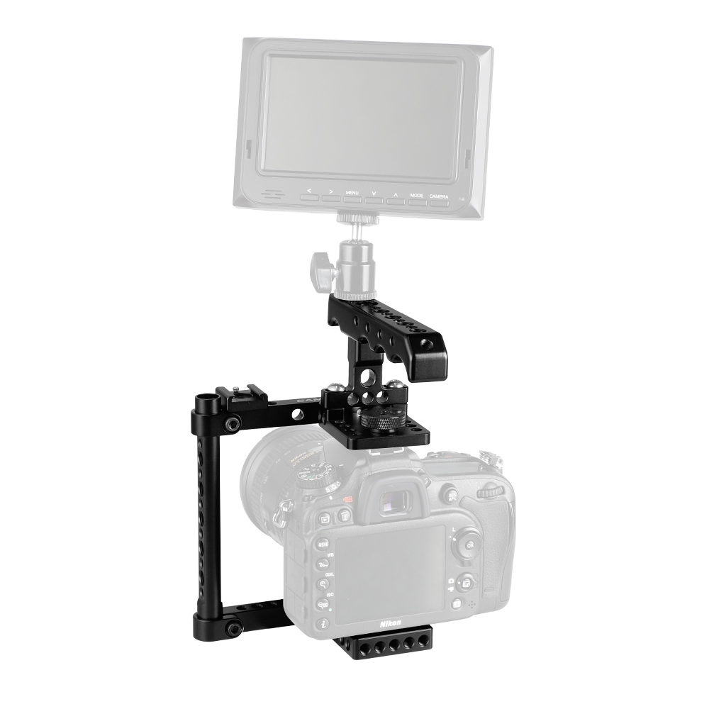 CAMVATE Camera Cage Kit With Top Cheese Handle & Shoe Mount For Canon 600D 70D 80D (Left-hand Mounted)