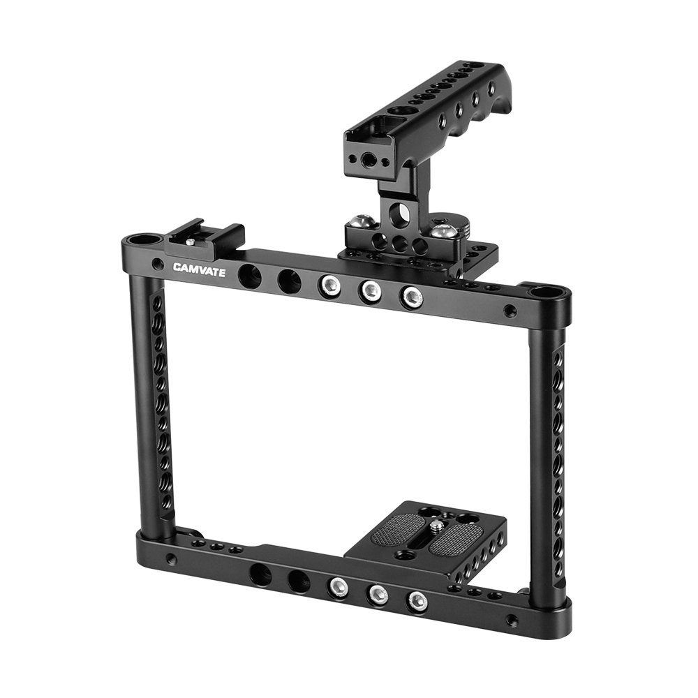 CAMVATE Camera Cage Kit Full Frame With Top Cheese Handle & Double Shoe Mount For Canon 600D 70D 80D