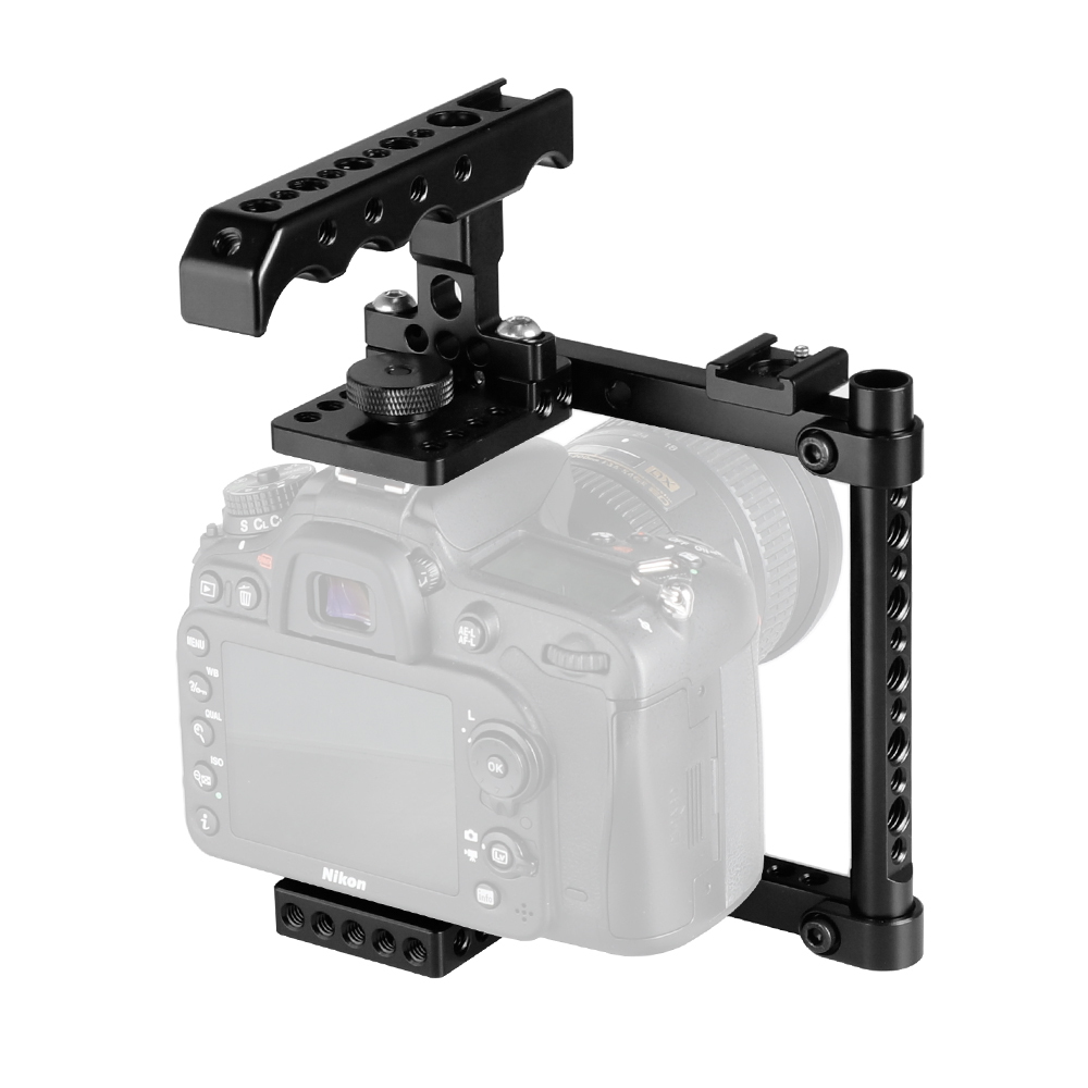 CAMVATE Camera Cage Kit With Top Cheese Handle & Shoe Mount For Canon 600D 70D 80D (Right-hand Mounted)