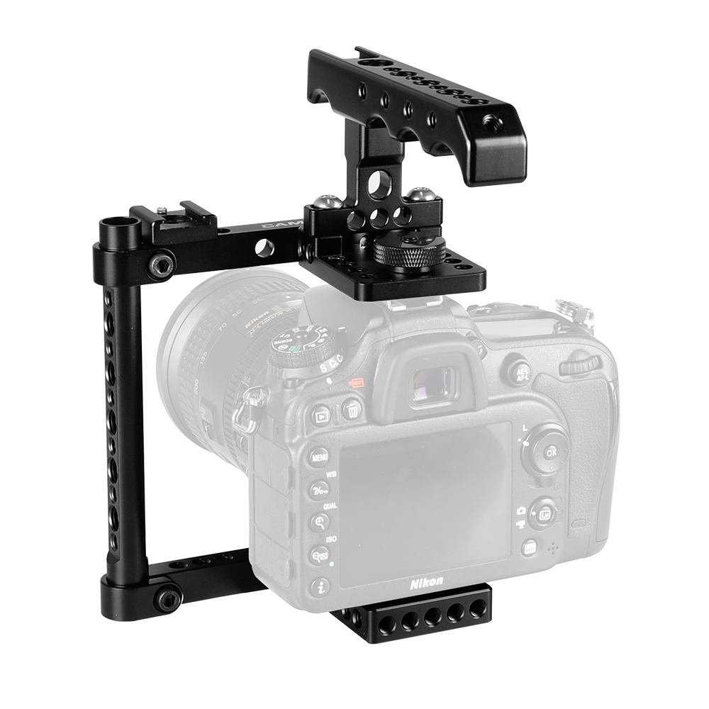 CAMVATE Camera Cage Kit With Top Cheese Handle & Shoe Mount For Canon 600D 70D 80D (Left-hand Mounted)