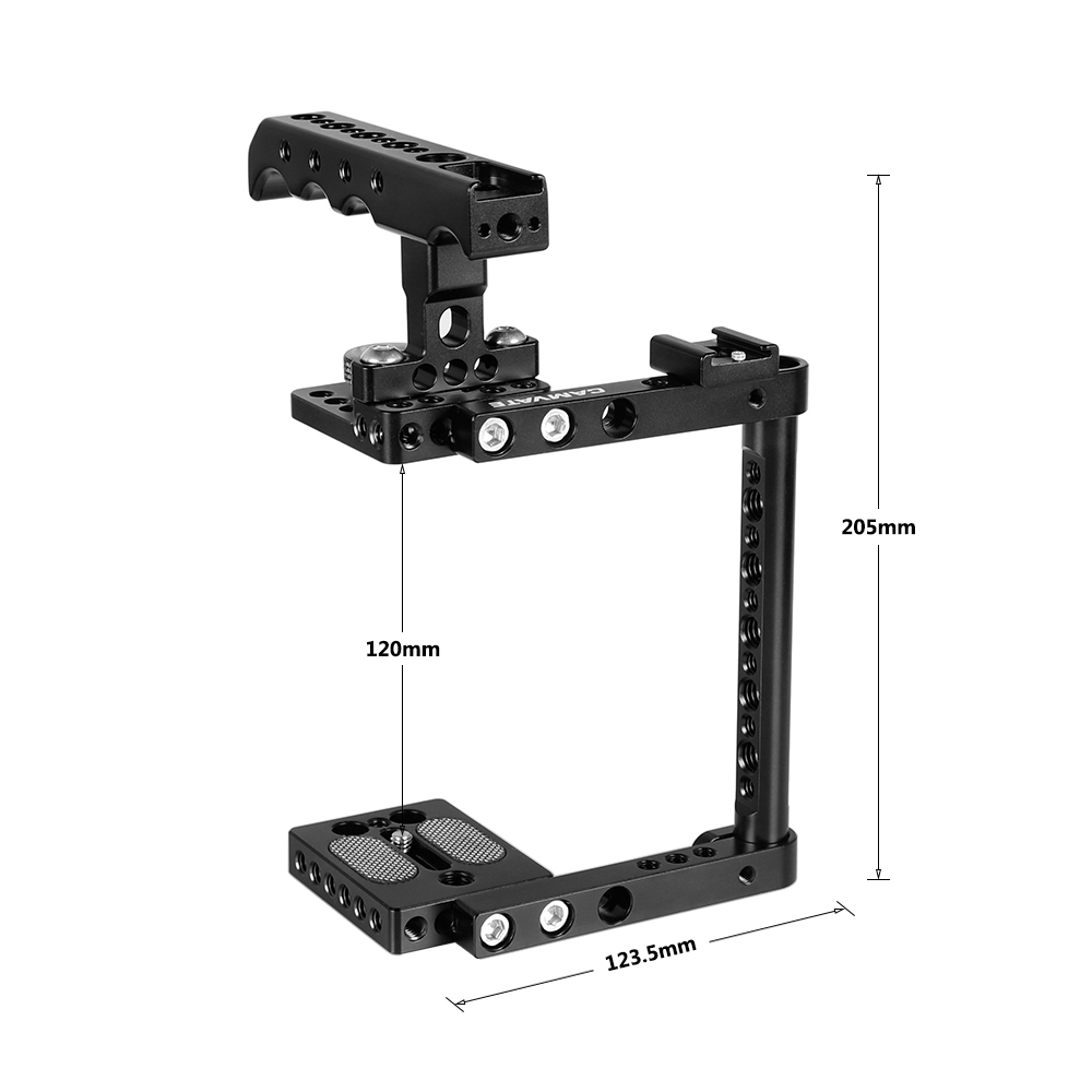 CAMVATE Camera Cage Kit With Top Cheese Handle & Shoe Mount For Canon 600D 70D 80D (Left-hand Mounted)