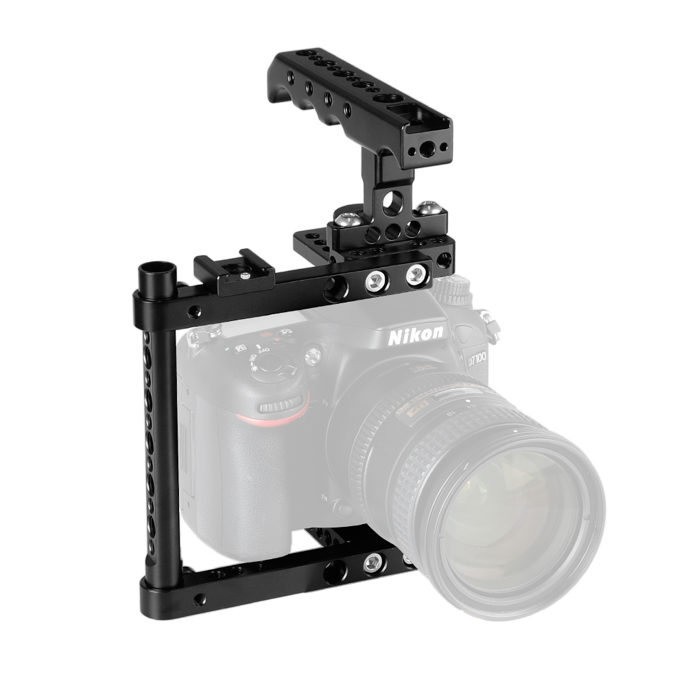CAMVATE Camera Cage Kit With Top Cheese Handle & Shoe Mount For Canon 600D 70D 80D (Right-hand Mounted)