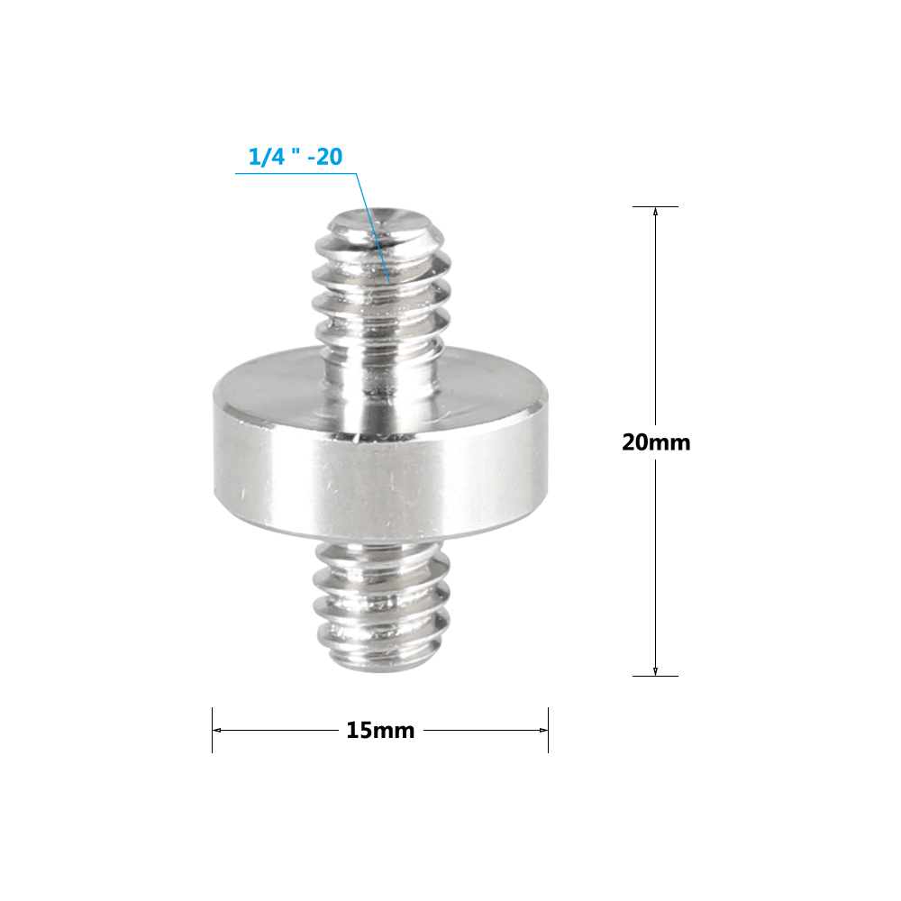 CAMVATE 1/4"-20 Male to 1/4"-20 Male Thread Double-ended Screw Adapter (5 Pieces)