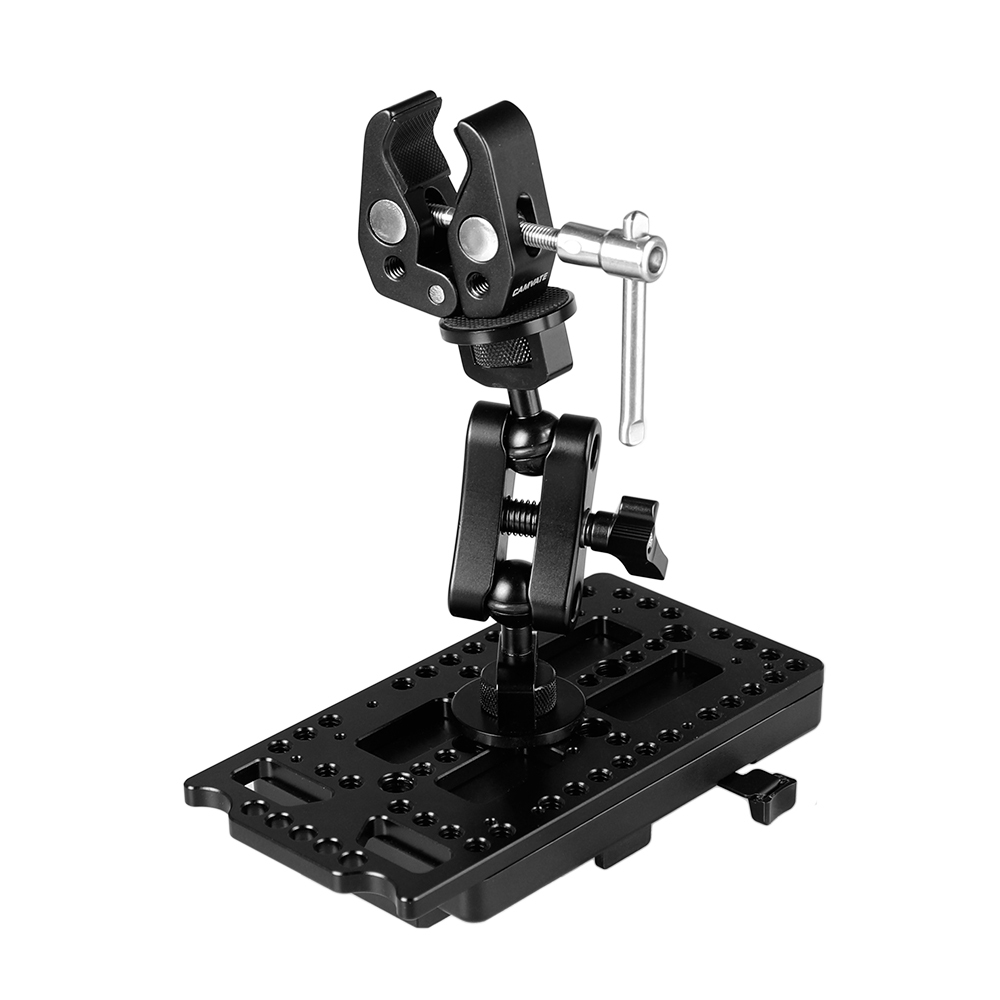CAMVATE QR V Mount Power Splitter Battery Adapter Combined With Super Clamp & Ball Head Extension Support Arm