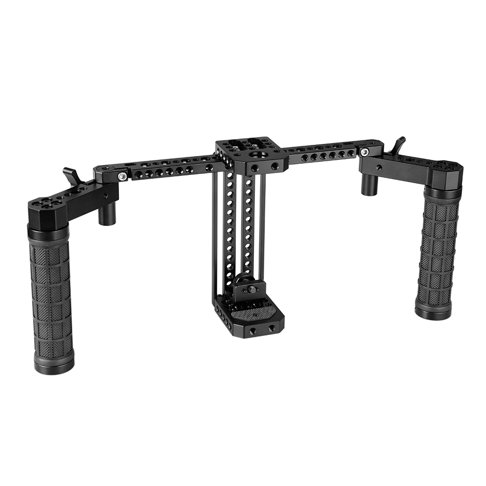 CAMVATE Adjustable 7" Monitor Cage Rig With Dual Rubber Handle & Support Bracket Accessory For SmallHD 700 Series