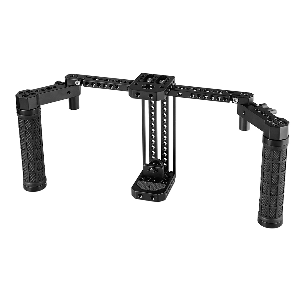 CAMVATE Adjustable 7" Monitor Cage Rig With Dual Rubber Handle & Support Bracket Accessory For SmallHD 700 Series