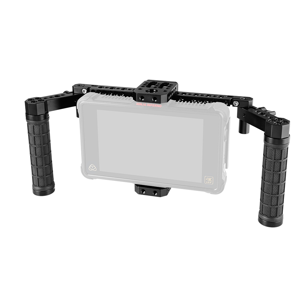 CAMVATE Adjustable 7" Monitor Cage Rig With Dual Rubber Handle & Support Bracket Accessory For SmallHD 700 Series