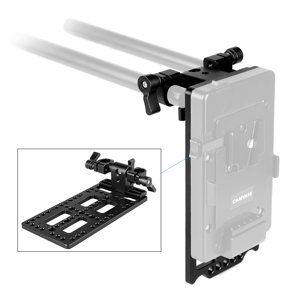 CAMVATE Battery Backboard Cheese Plate With 360° Swivel 15mm Rod Clamp Adapter