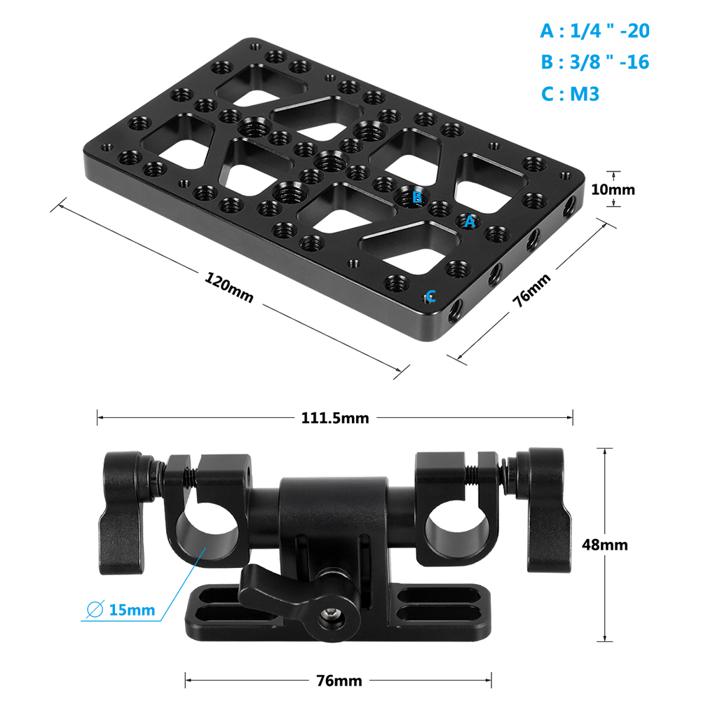 CAMVATE Battery Backboard Cheese Plate With 360° Swivel 15mm Rod Clamp For Anton Bauer Gold Mount Power Adapter