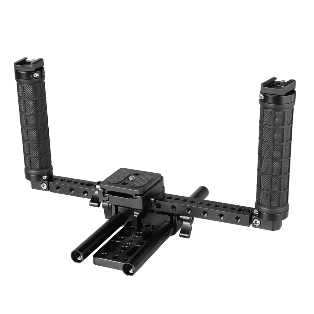 CAMVATE Open-ended Camera Cage Kit With ARCA QR Plate & 15mm LWS Rod System & Rubber Grips