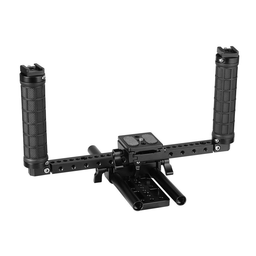 CAMVATE Open-ended Camera Cage Kit With ARCA QR Plate & 15mm LWS Rod System & Rubber Grips