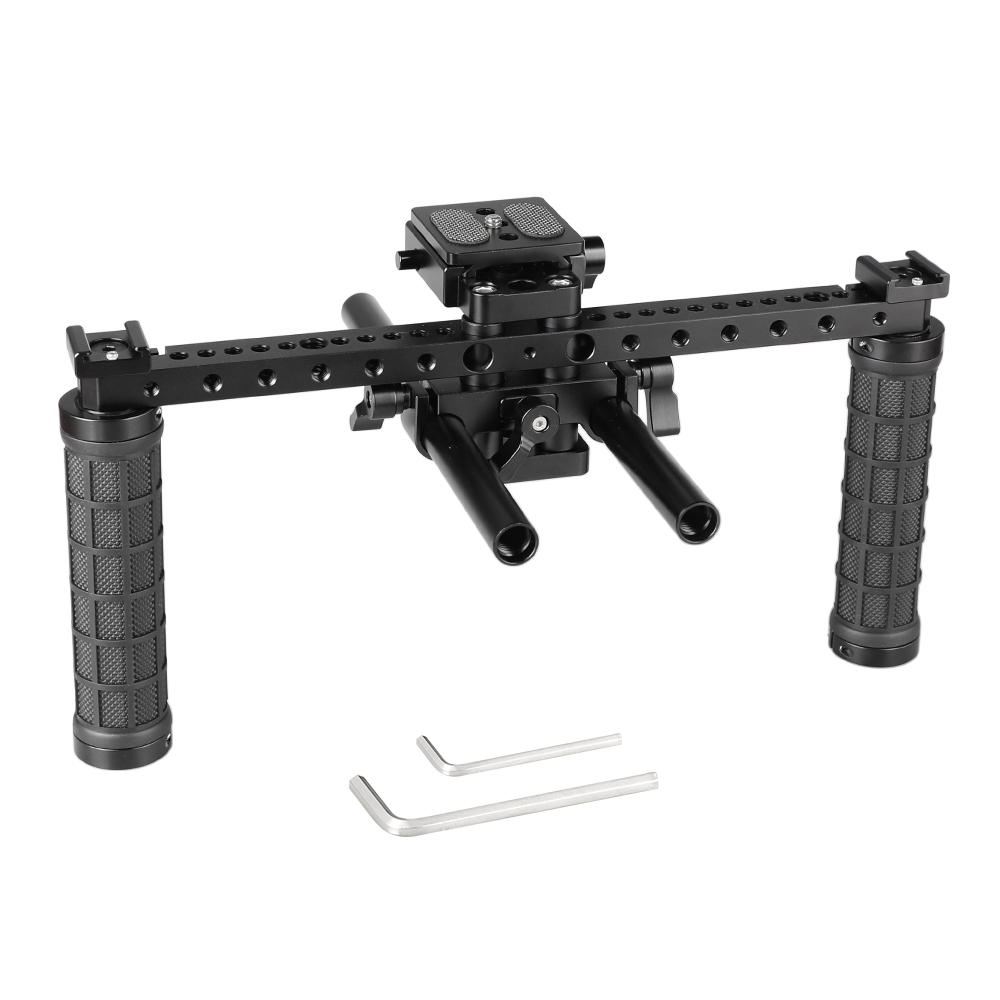 CAMVATE Open-ended Camera Cage Kit With ARCA QR Plate & 15mm LWS Rod System & Rubber Grips