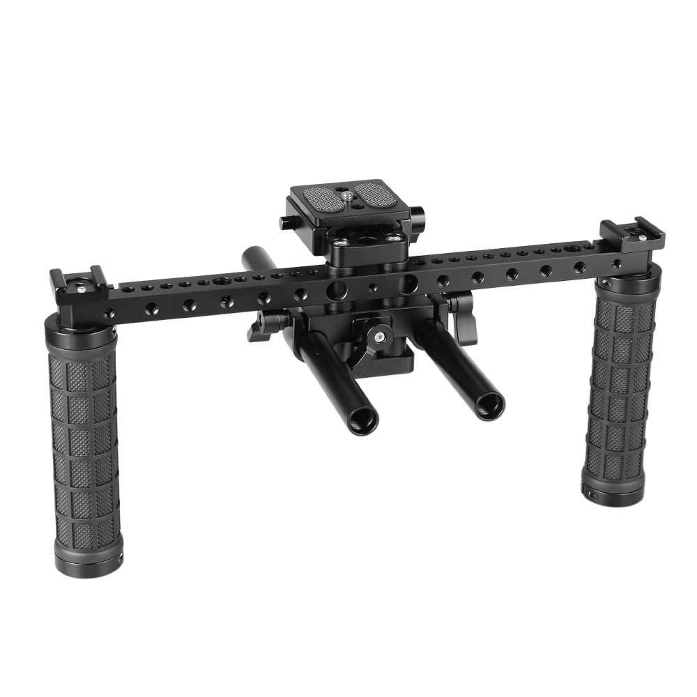 CAMVATE Open-ended Camera Cage Kit With ARCA QR Plate & 15mm LWS Rod System & Rubber Grips