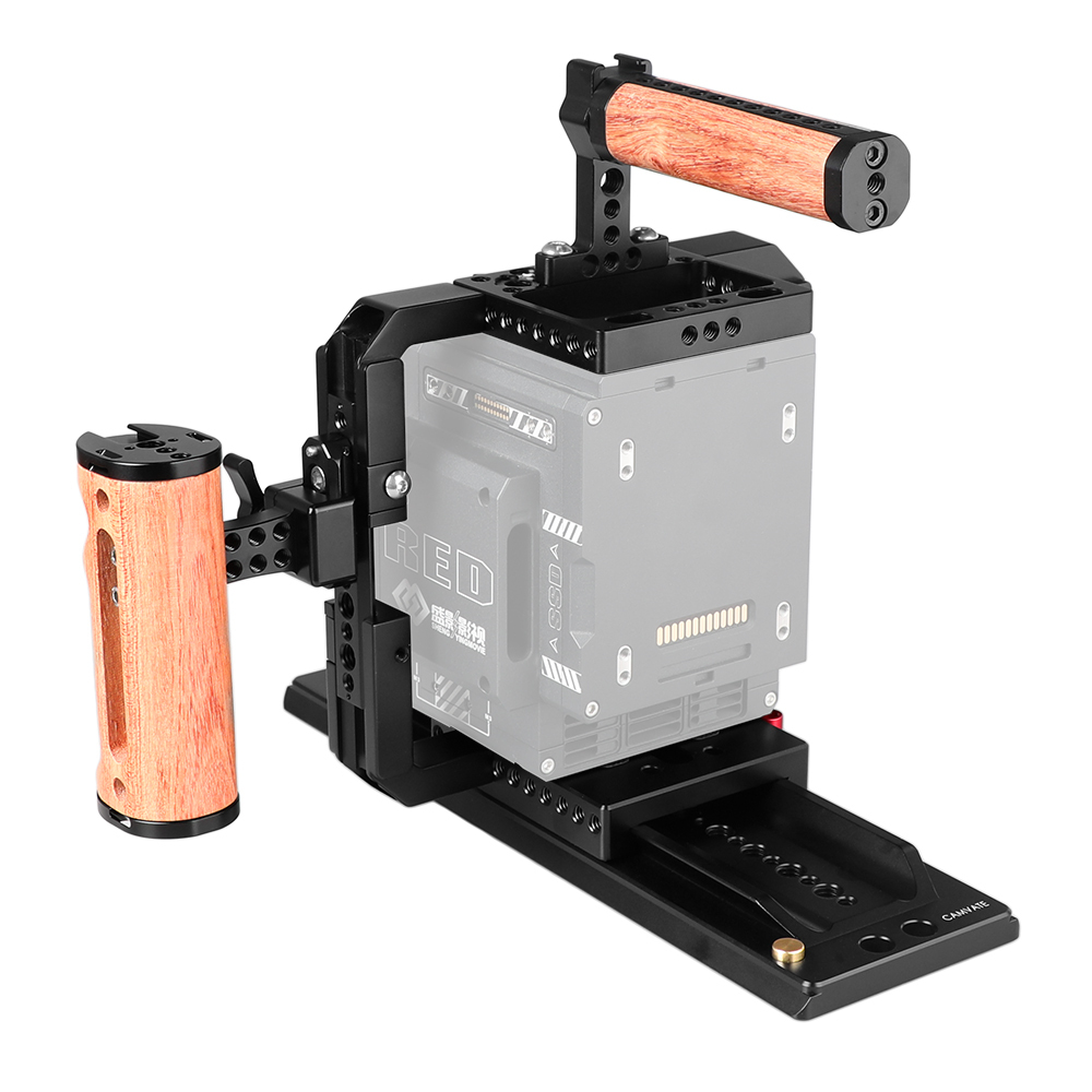 CAMVATE Quick Release Cage Rig With Wooden Grips & 12 ARRI Dovetail Bridge Plate For RED DSMC2 Video Cameras