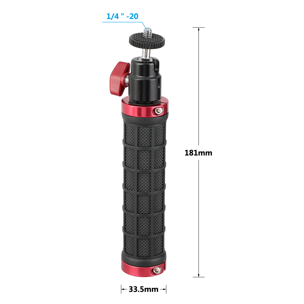 CAMVATE Rubber Handle Grip With 1/4"-20 Mini Ball Head Support For DSLR Camera Flashlight (Red)
