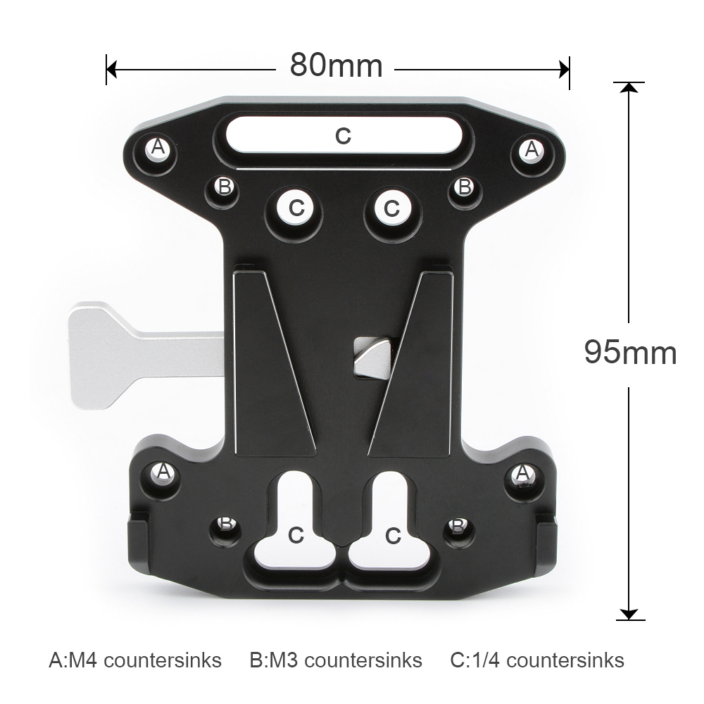 CAMVATE Quick Release V Lock Mount Battery Plate With Adjustable 15mm Rod Clamp