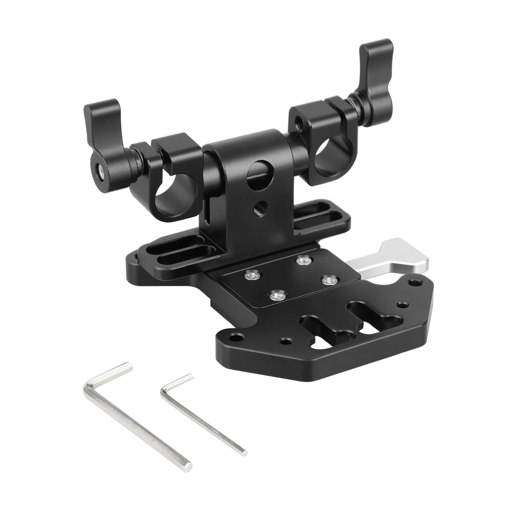 CAMVATE Quick Release V Lock Mount Battery Plate With Adjustable 15mm Rod Clamp