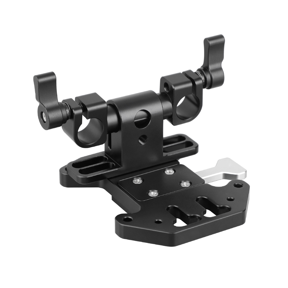 CAMVATE Quick Release V Lock Mount Battery Plate With Adjustable 15mm Rod Clamp