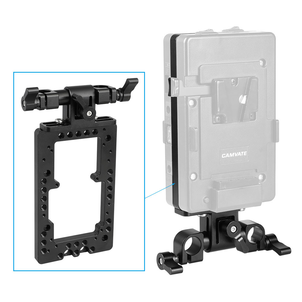 CAMVATE Double-faced Battery Plate Annular Type With Adjustable 15mm Rod Clamp 360° Swivel