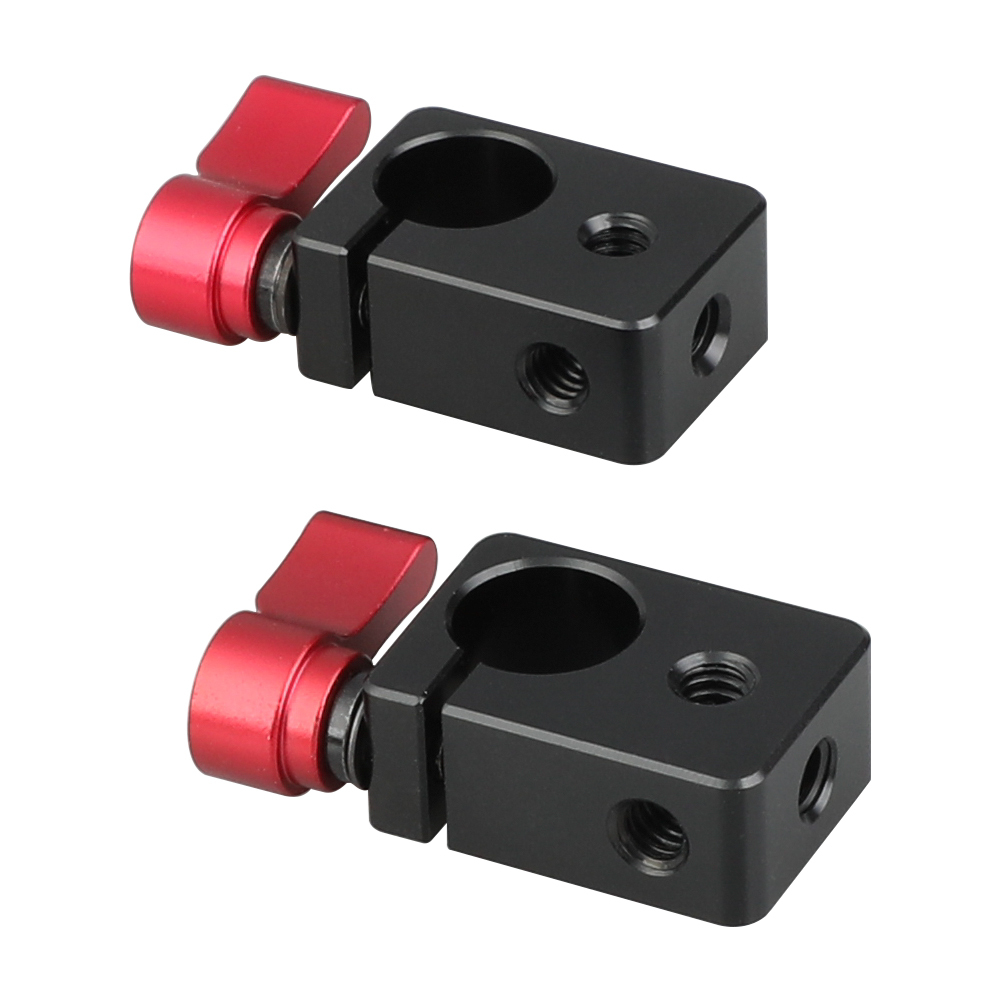 CAMVATE 15mm Single Rod Clamp With Red Ratchet Locking Knob (2 Pieces)
