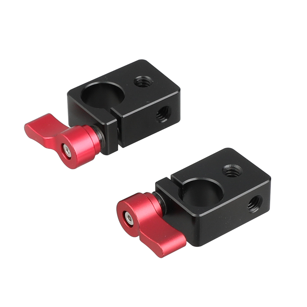 CAMVATE 15mm Single Rod Clamp With Red Ratchet Locking Knob (2 Pieces)