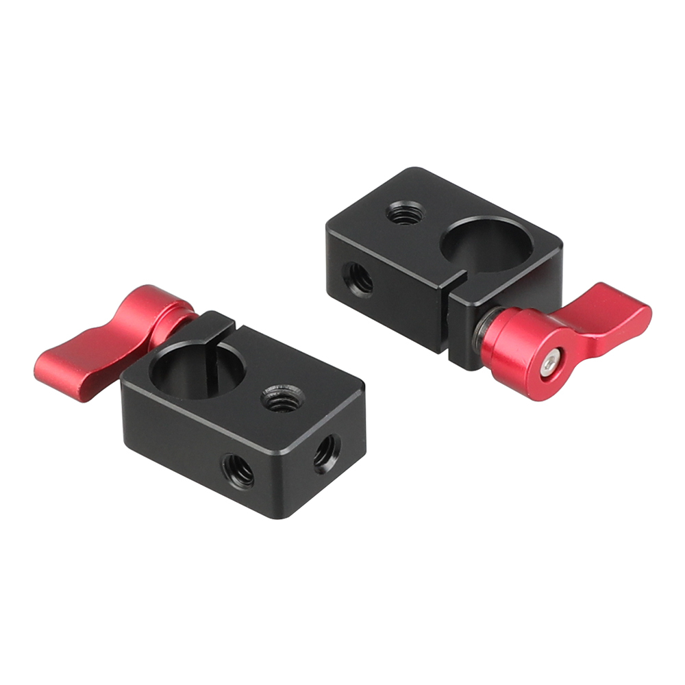 CAMVATE 15mm Single Rod Clamp With Red Ratchet Locking Knob (2 Pieces)