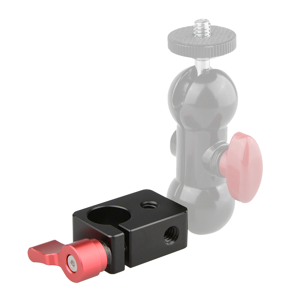 CAMVATE 15mm Single Rod Clamp With Red Ratchet Locking Knob (2 Pieces)