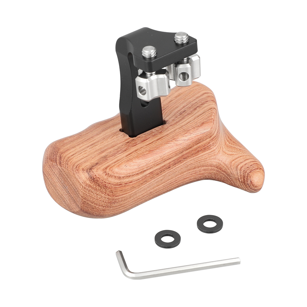 CAMVATE Wooden Handgrip With Invertible 1/4" Thumbscrew Connection For DSLR Camera Cage Rig (Right Side)