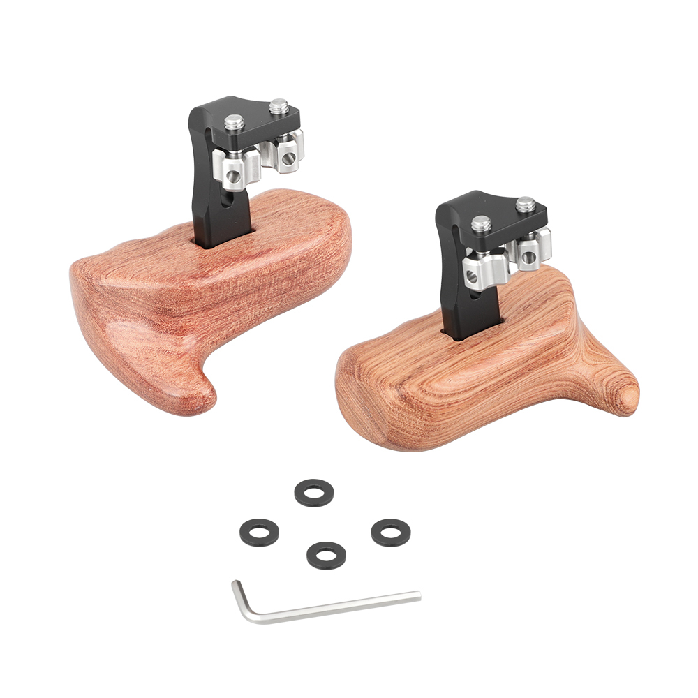 CAMVATE Wooden Handgrip With Invertible 1/4" Thumbscrew Connection For DSLR Camera Cage Rig (A Pair)