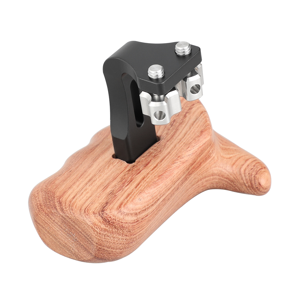 CAMVATE Wooden Handgrip With Invertible 1/4" Thumbscrew Connection For DSLR Camera Cage Rig (Right Side)