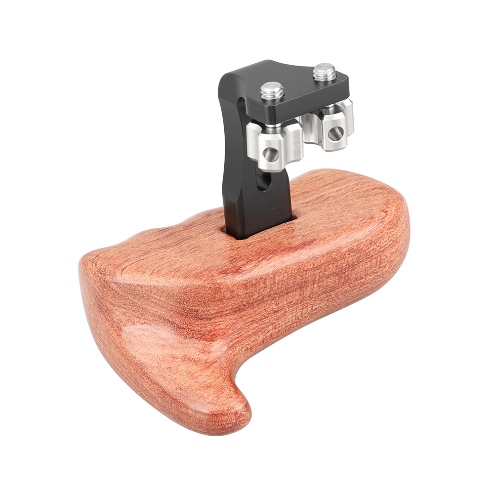CAMVATE Wooden Handgrip With Invertible 1/4" Thumbscrew Connection For DSLR Camera Cage Rig (Left Side)