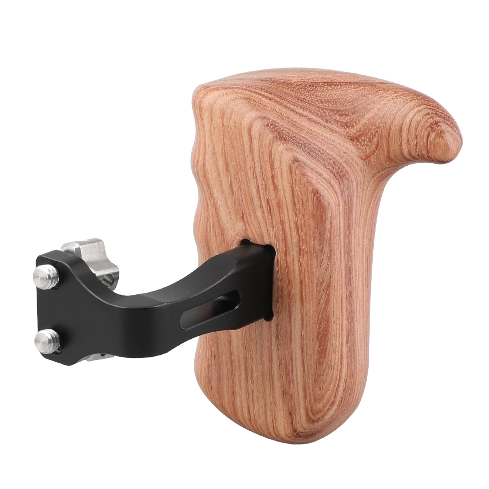 CAMVATE Wooden Handgrip With Invertible 1/4" Thumbscrew Connection For DSLR Camera Cage Rig (Right Side)