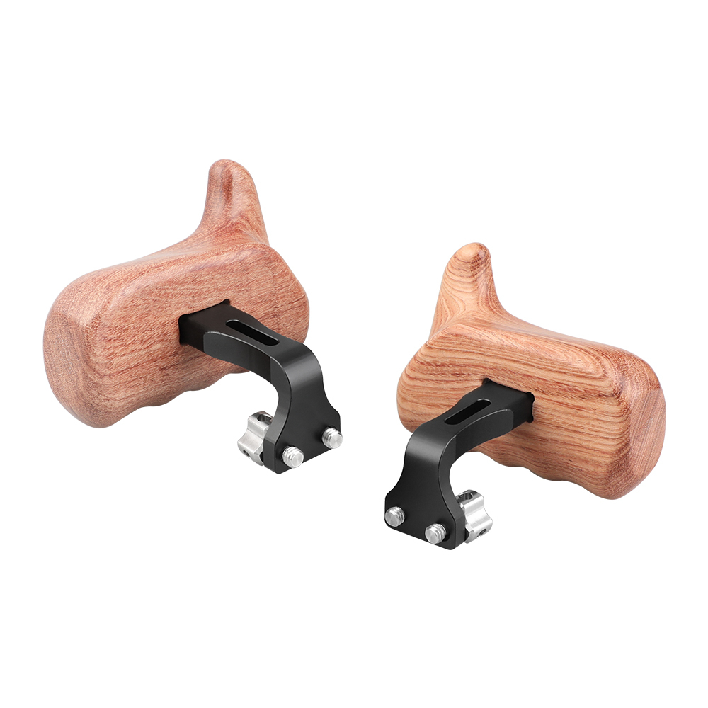 CAMVATE Wooden Handgrip With Invertible 1/4" Thumbscrew Connection For DSLR Camera Cage Rig (A Pair)