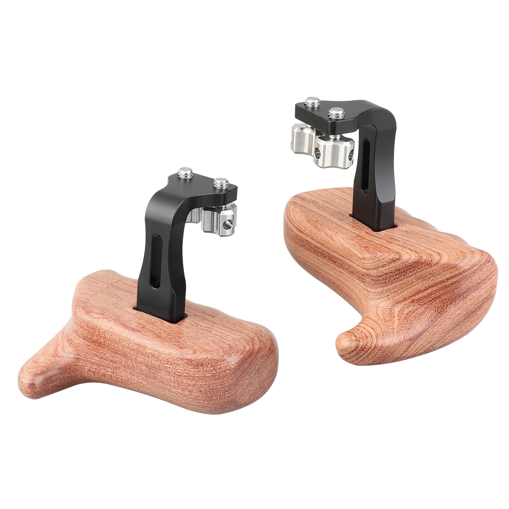 CAMVATE Wooden Handgrip With Invertible 1/4" Thumbscrew Connection For DSLR Camera Cage Rig (A Pair)