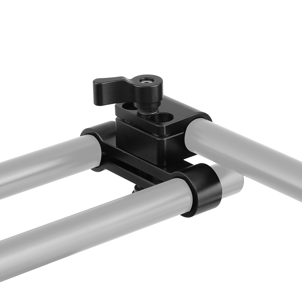 CAMVATE 15mm Single Rod Clamp & Dual Rod Clamp Adapter With Ratchet Locking Knob