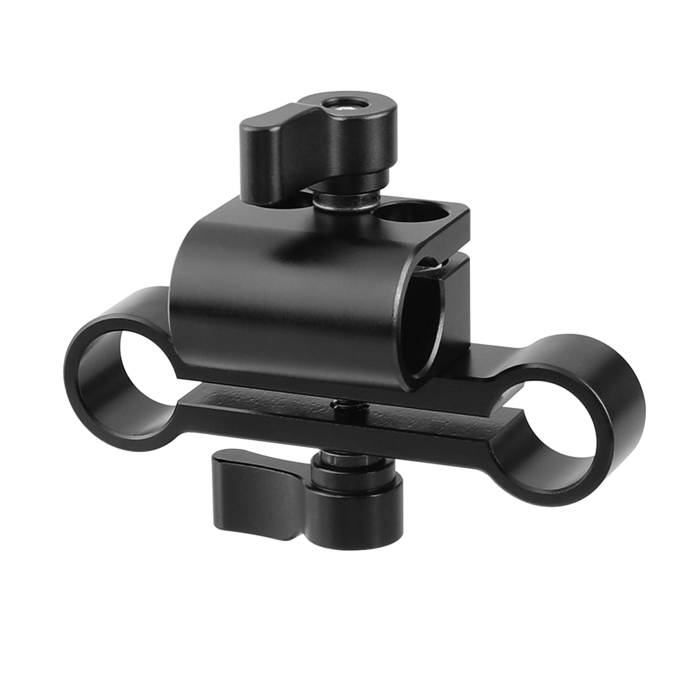 CAMVATE 15mm Single Rod Clamp & Dual Rod Clamp Adapter With Ratchet Locking Knob