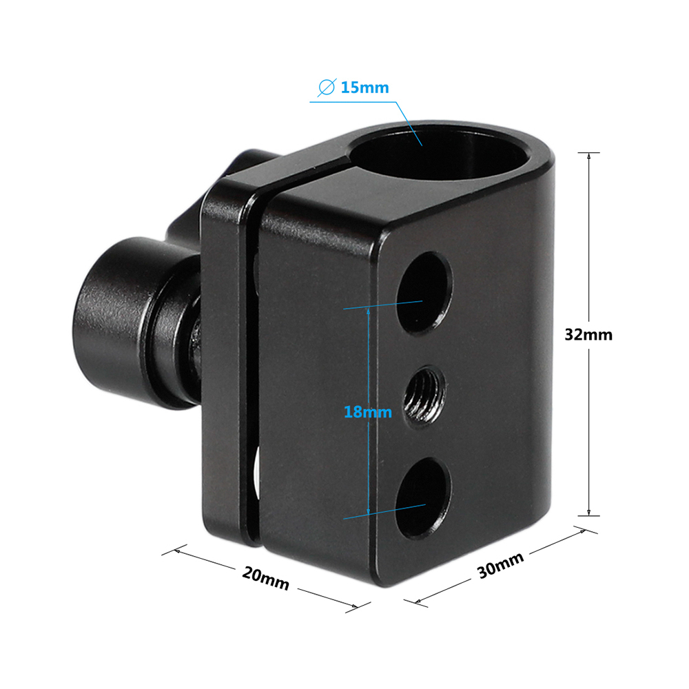 CAMVATE 15mm Single Rod Clamp & Dual Rod Clamp Adapter With Ratchet Locking Knob