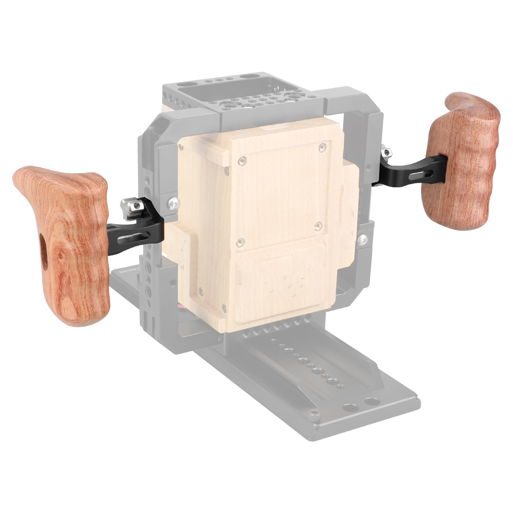 CAMVATE Wooden Handgrip With Invertible 1/4" Thumbscrew Connection For DSLR Camera Cage Rig (A Pair)