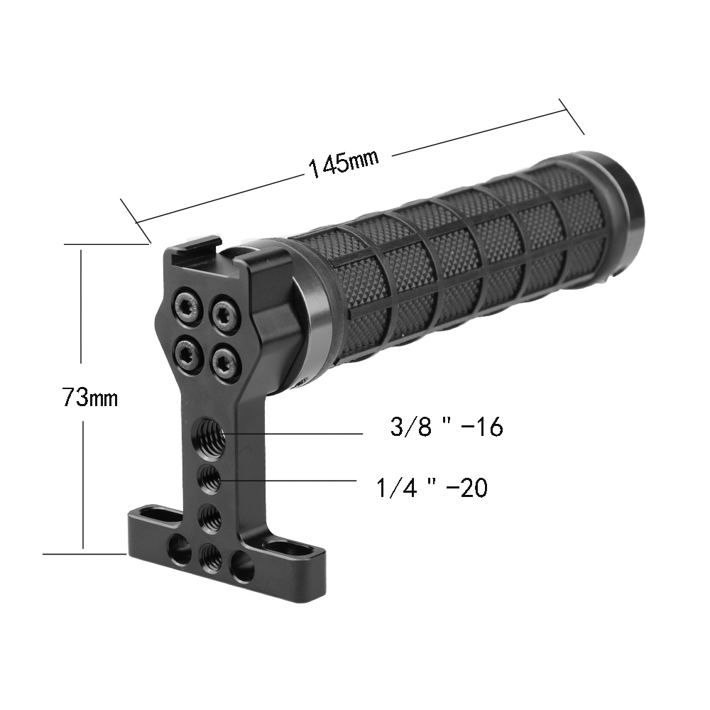 CAMVATE Rubber Hand Grip With Shoe Mount + 15mm Dual Rod Clamp Adapter For DSLR Camera Cage Kit