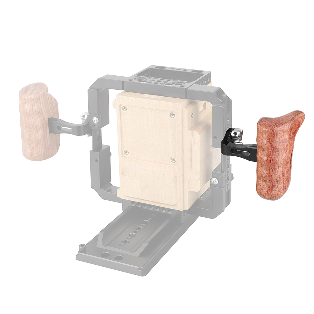 CAMVATE Wooden Handgrip With Invertible 1/4" Thumbscrew Connection For DSLR Camera Cage Rig (Left Side)
