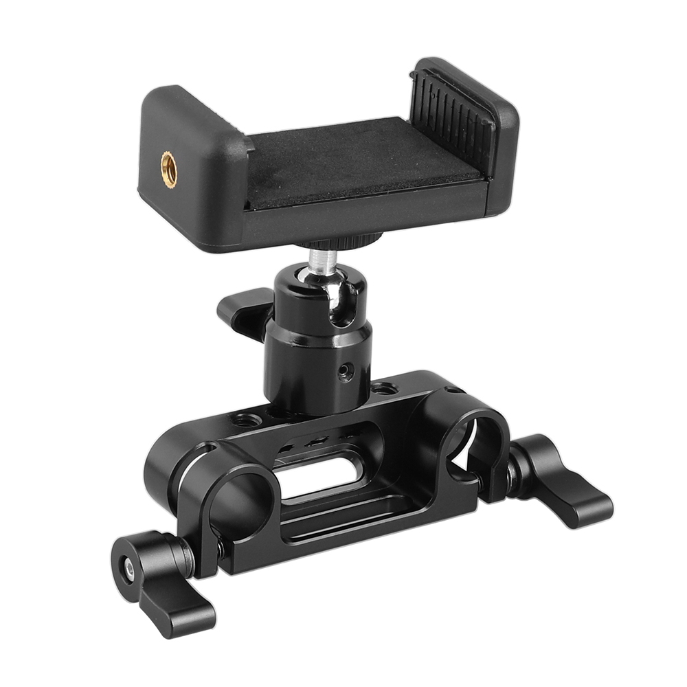 CAMVATE Adjustable Cellphone Clip + 15mm Rod Clamp Adapter + 1/4"-20 Ball Head Mount