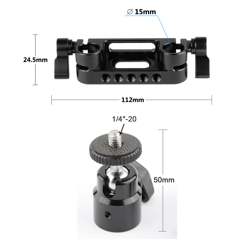 CAMVATE Adjustable Cellphone Clip + 15mm Rod Clamp Adapter + 1/4"-20 Ball Head Mount